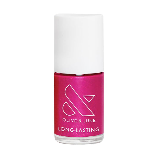 Olive & June Long Lasting Nail Polish | Plump Gel-Like Finish No Lamp Needed | Lasts up to 10 days | Salon-Quality at Home | 15-Free, Vegan Cruelty-Free Chip-Resistant | Lily Blooms Shimmering Magenta-BrightBean Baby
