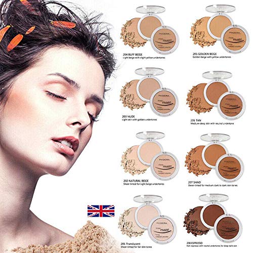 AQUAPURITY - PHOERA Sheer Matte Fixing Powder Makeup Base Fixer Setting Powder Foundation Fixing Compact Pressed Powder Long Lasting Make Up Fixer Skin Vitamin E Beauty Blender (201 Translucent)-BrightBean Baby