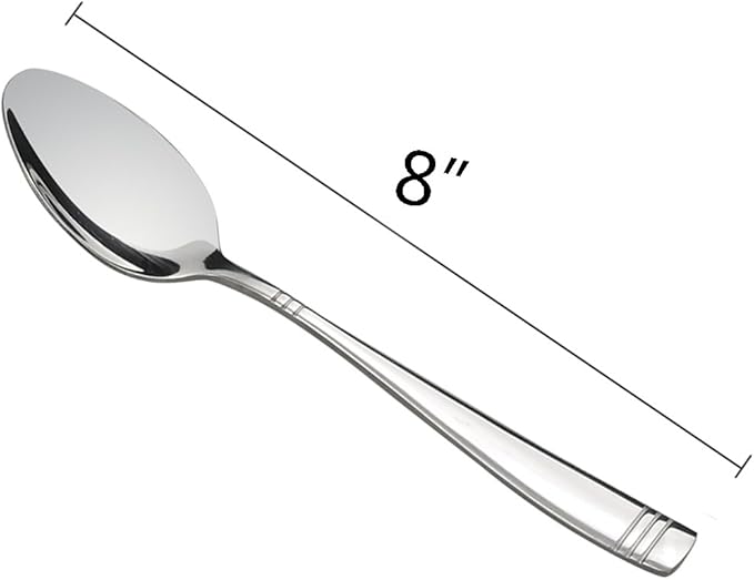 Obstnny Stainless Steel Dinner Spoons, 8-Inch, Set of 12