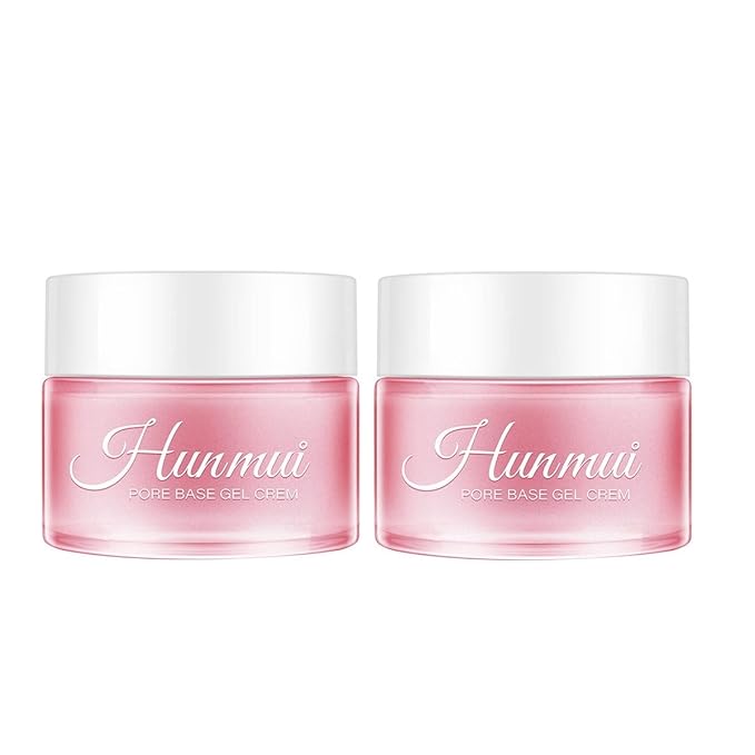 2Pcs Hunmui face primer pore base gel cream，Magical perfecting base face primer under foundation Anti-Aging WrinklesShrink Pore Remove Fine LinesExfoliatingAnti-Oxidation-BrightBean Baby