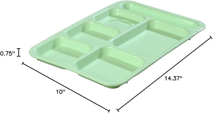 Carlisle FoodService Products P614R09 Right-Hand 6-Compartment Polypropylene Tray, 10" x 14", Green