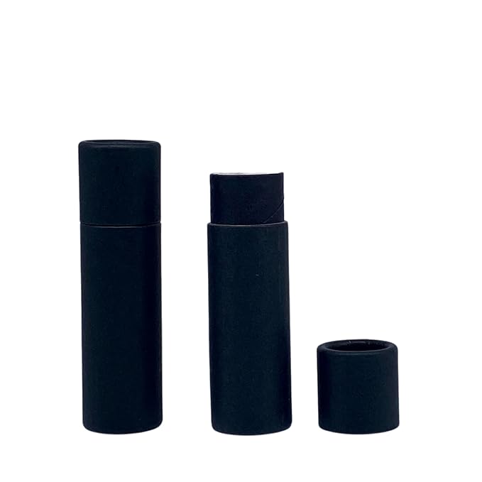 GreenWay 0.3oz / 8.5g Kraft Paperboard Lip Balm Tubes with Lids - 25 Pack Lip Gloss Tubes Refillable DIY Cosmetic Containers - Lip Balm Containers Chapstick Tubes Empty Holder Tubes - Black-BrightBean Baby