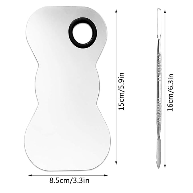 2 Pack Professional Makeup Palette, 2 Types Pro Lady Stainless Steel Cosmetic Artist Spatula with Spatula Tool for Mixing Foundation-BrightBean Baby