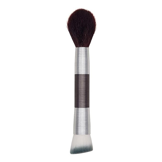 Mirabella Perfecting & Sculpting Duo Foundation Brush, Professional Makeup Brush Collection, Cruelty-Free Synthetic Bristle Brush, Hand-Sculpted Brushed Aluminum Handle Blending Brush for Makeup-BrightBean Baby