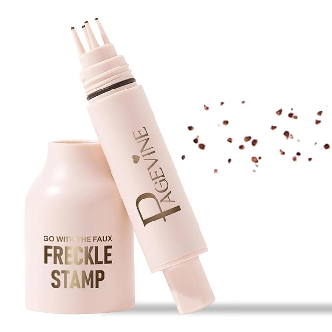 Freckle Stamp Pen, Waterproof Fake Freckles Makeup Tool, Upgrade Liquid Faux Freckles Pen, Quick-Dry, Long-Lasting, Lifelike, Natural Sunkissed Makeup, with Multi-Prong Precision Stamp Head (Medium)-BrightBean Baby