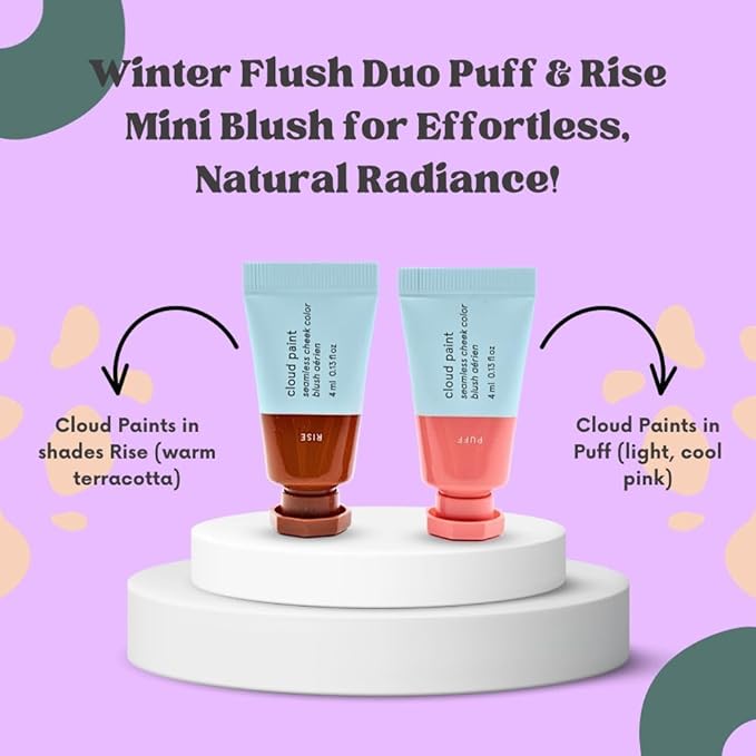 Glossier Mini Cloud Paint Gel Cream Blush Duo:: Rise (Warm Terracotta) and Puff (Light, Cool Pink)-BrightBean Baby