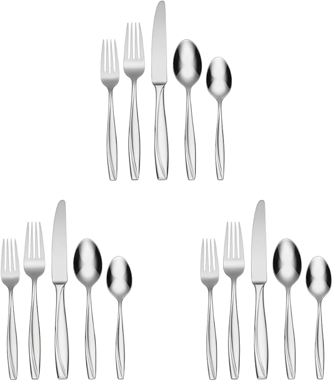 Oneida Camlynn Mirror 20 Piece Everyday Flatware Set, Service for 4 (Pack of 3)
