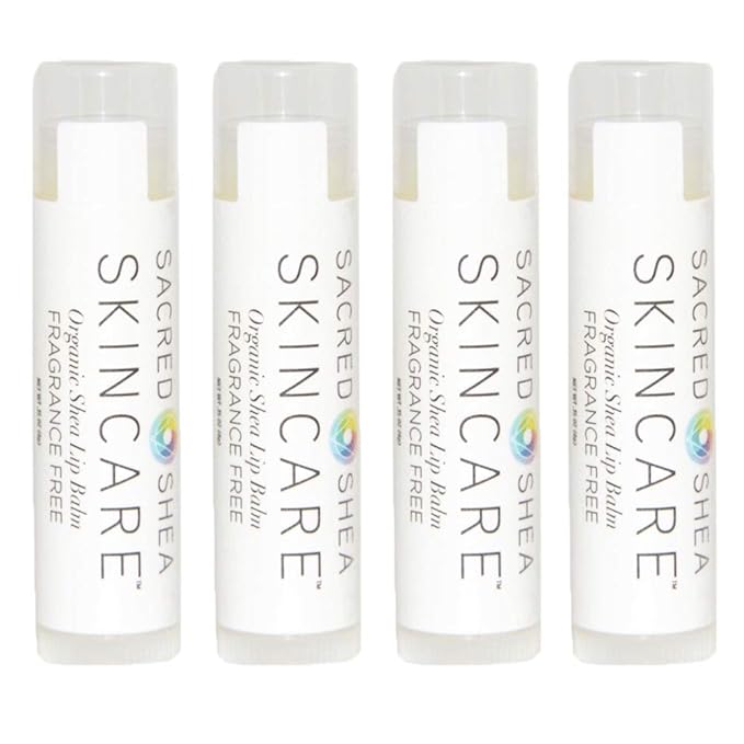 Organic Unscented Natural Moisturizing Lip Balm, Natural Lip Repair, Healing Organic Fragrance-Free Shea Butter 4 Pack-BrightBean Baby