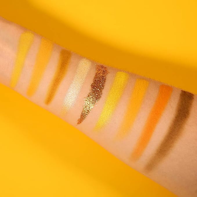 docolor Eyeshadow Palette 9Colors Yellow Eyeshadow Gemstone Shadow Palettes Highly Pigmented Mattes Shimmers Smokey Glitter Cream Colorful Powder Blendable Long Lasting Waterproof Makeup Palette-BrightBean Baby