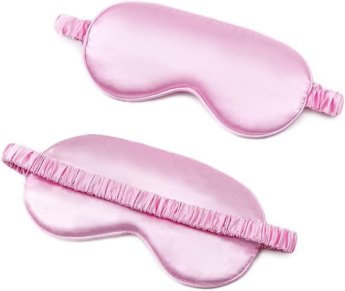 100% Natural Mulberry Soft Silk Sleep Mask, Light Blocking Eye Masks For Sleep, Night Blindfold Eye Mask Cover For Men And Women, Sleeping Night Mask For Travel (Pink)-BrightBean Baby