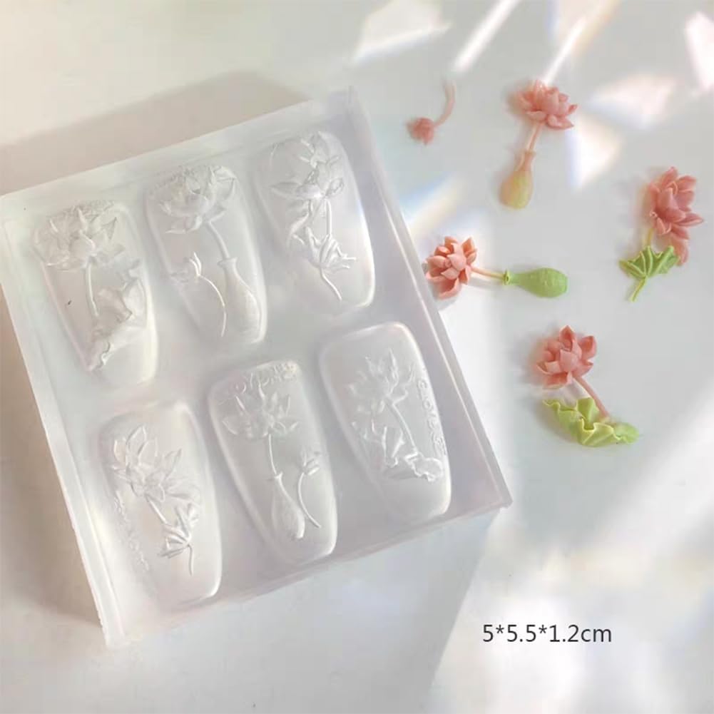 3D Lotus Flower Nail Art Silicone Molds Classic Floral Lotus Leaf Carving Template Resin Mould Nail Tool for Women Girls Manicure DIY Design-BrightBean Baby