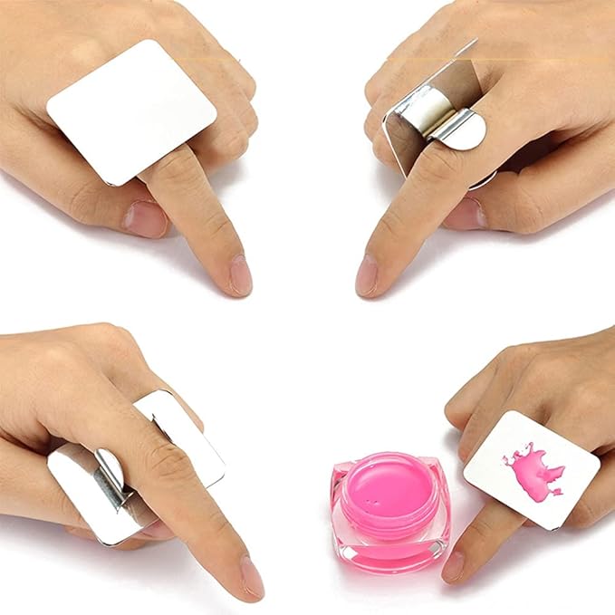 AKOAK 2 Pcs Stainless Steel Square Palette Mini Ring Makeup Palette Nail Blur Painting Tools DIY Nail Art can be Used for Eye Shadow Eyelash Pigment Mix-BrightBean Baby