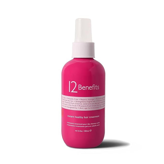 12 Benefits Leave-In Conditioner Spray – Instant Healthy Hair Treatment, Anti-Frizz, Detangles, Strengthens & Repairs, Heat Protection with Quaternium 39 & Silk Fibre Protein, 6 Fl Oz-BrightBean Baby
