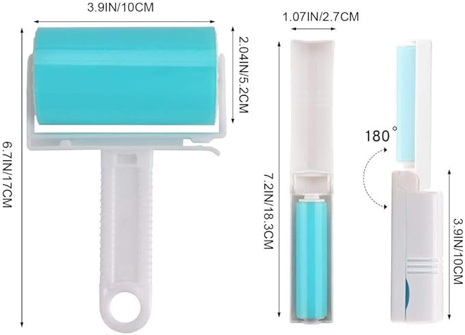 Lint Roller 5 Pack, Reusable Washable Lint Roller Sticky Gel Lint Remover Pet Hair Remover Cleaner for Clothes, Travel Essentials Household Use, Include Large Small Size-BrightBean Baby