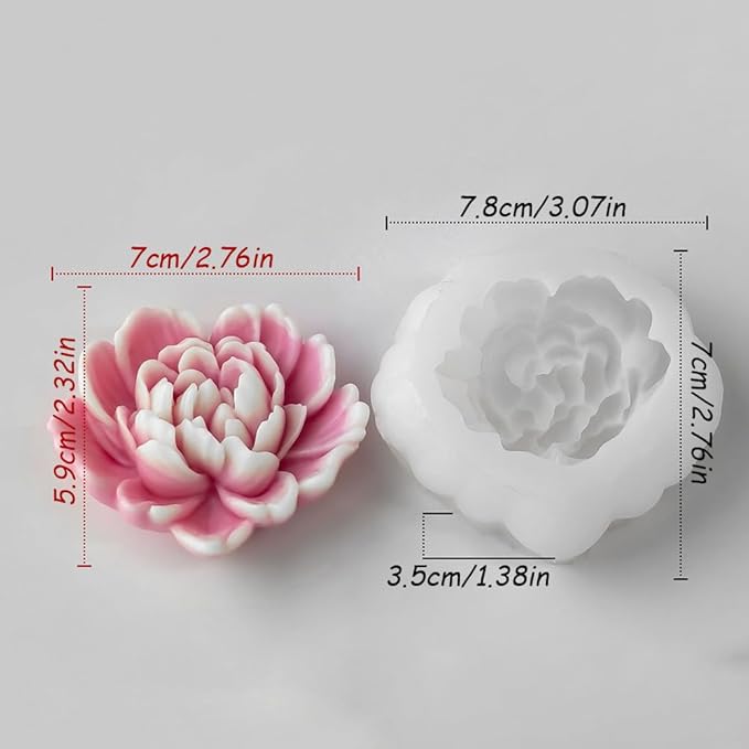 Love Heart Flower Candle Mold for Candle Making Cute 3D Molds for Candles Non-Stick Mould Chocolate Candies Dessert Flower Molds Silicone for Crafts Resin Soap Aroma Candles Mold Home Decoration