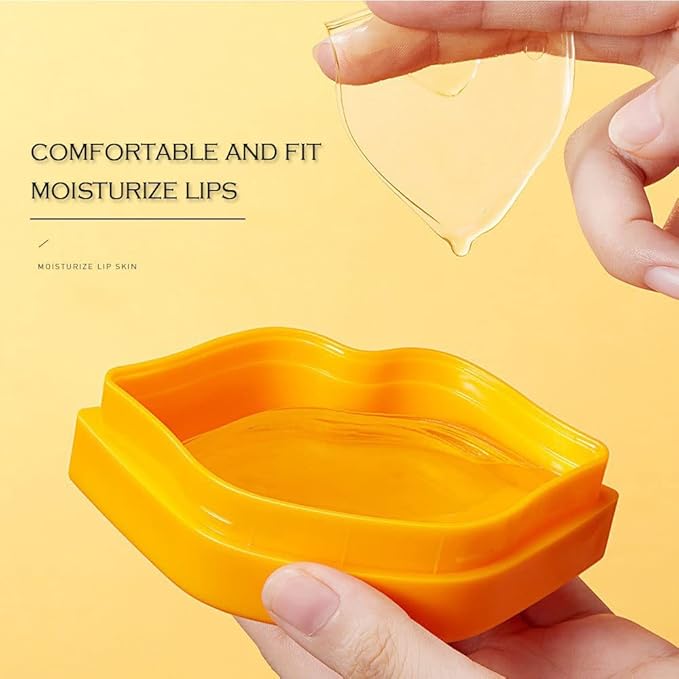 20Pcs Moisturizing Lip Mask, Restores Moisture Lip Care Mask for Dry Lips and Lip Lines Lips Overnight Lip Care, Gel Treatment Lip Masks Plumping Lips Mask (Yellow)-BrightBean Baby