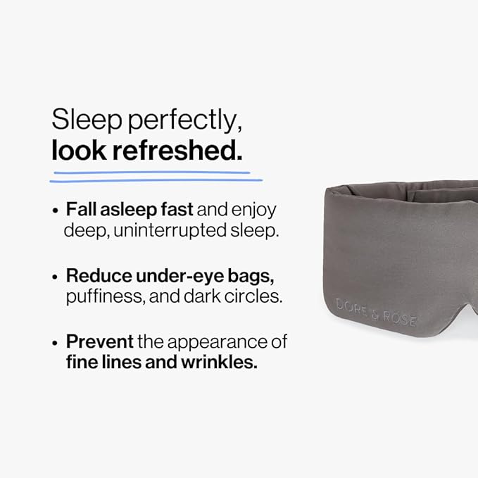 Dore & Rose Deep Sleep Mask Light Blocking, 23 Momme Mulberry Silk Eye Mask, Ultra Soft, Adjustable - Travel Sleeping Mask for Men & Women - Charcoal-BrightBean Baby