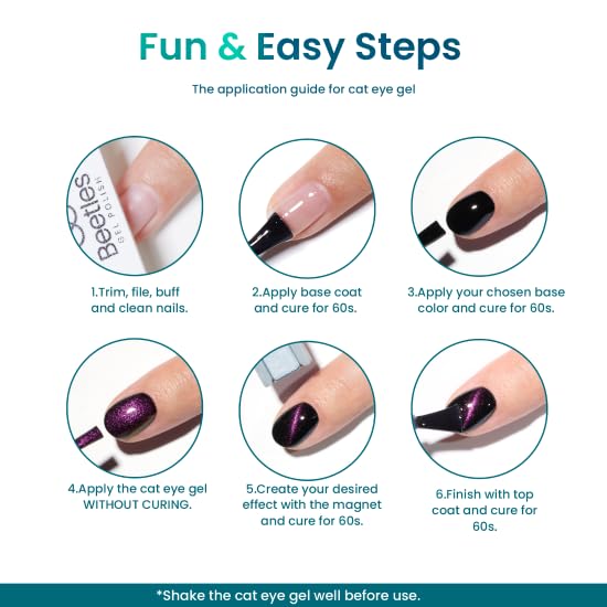 Beetles Cat Eye Gel Polish Set - 24Pcs 20 Colors Glitter Dark Color Changing Gel Nail Polish Kit with Base Gel Glossy Matte Top Coat Soak off UV DIY Nail Art Salon Ombre Black Nails Gift-BrightBean Baby