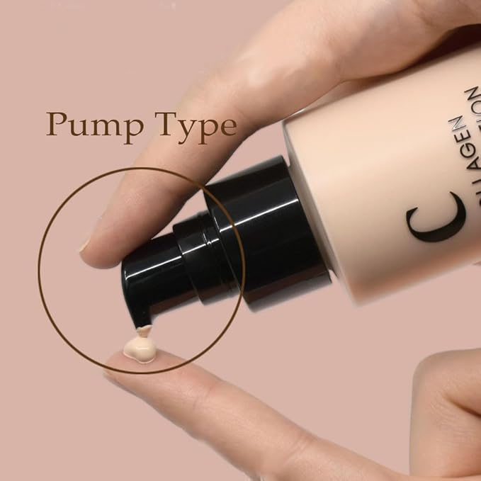 PS.PRETTYSKIN Collagen foundation for women, Long-Lasting Perfect Cover UV protection SPF15, Korean makeup with Titanium Dioxide 100ml/3.38fl.oz. (#21)-BrightBean Baby