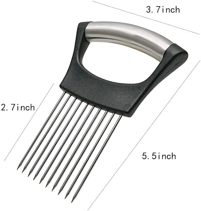 Onion Slice Holder, Stainless Steel for Slicing & Cutting Onions, Meat, Potatoes, Tomatoes - Assistant Tool, Kitchen Gadgets (Pink, 1 Pack)