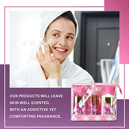 Bath & Body Care Travel Set Pea Flower Scent Home Spa Set with Body Lotion, Shower Gel and Fragrance Mist, Christmas Gifts for Her and Him-BrightBean Baby