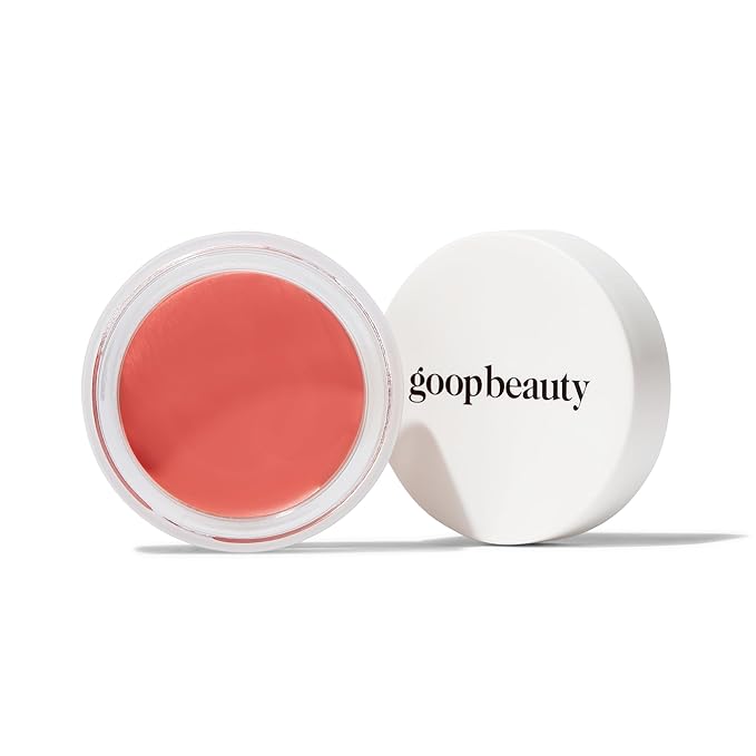goop Beauty Cream Blush | Sheer Pop of Color for Lips & Cheeks | Vitamin C, Vitamin E, & Safflower Oil | Natural Makeup for Glowing Skin | Paraben & Silicone Free | 0.5 oz | Slipper - Creamy Peach-BrightBean Baby
