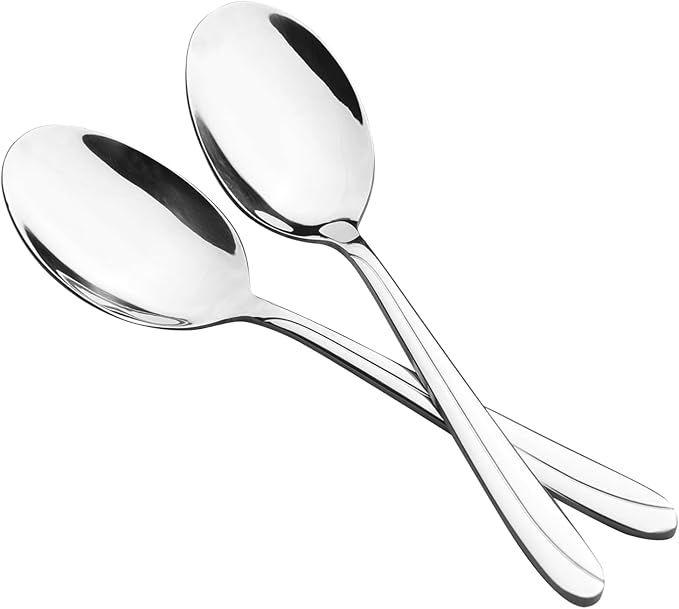 Anbers 8 Pieces Large Serving Spoons, 9.45 Inches, Stainless Steel Catering Serving Spoons