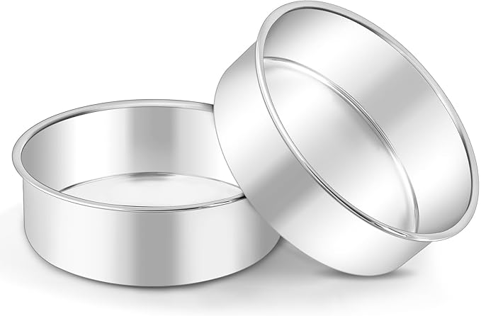 LIANYU Round Cake Pans Set of 2, 6 Inch Round Layer Cake Tins for Baking, Stainless Steel Round Baking Pan, Bakeware for Oven & Dishwasher, Non Toxic & Heavy Duty