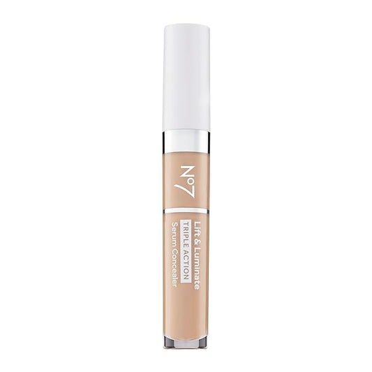No7 Lift & Luminate Triple Action Serum Concealer - Light - Anti Aging Liquid Concealer Makeup for Blemishes & Dark Circles - Medium to Full Coverage Concealer for Face (8ml)-BrightBean Baby