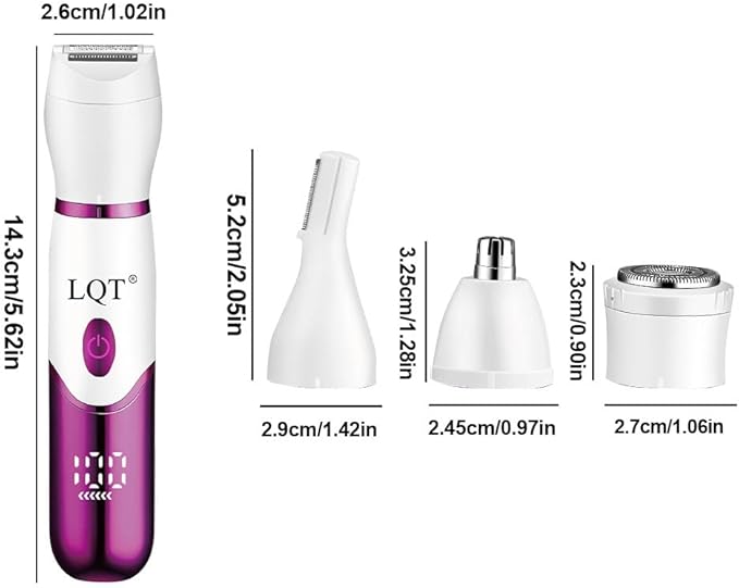 Electric Bikini Trimmer for Women,Led Power Display Removal for Body Nose Hair Trimmer Face Shavers Eyebrow Legs Armpit Bikini Area Pubic Underarms Rechargeable Portable 4 in 1 Womens Razors Set-BrightBean Baby