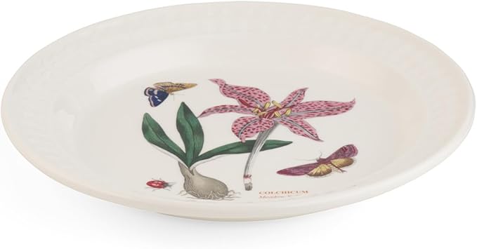 Portmeirion Botanic Garden Harmony 10.5" Dinner Plate, Papilio Amethyst & Meadow Saffron Motif - Dishwasher, Microwave, Oven & Freezer Safe Earthenware - Elegant Spring Tableware for Brunch & Parties