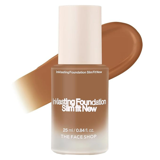 THE FACE SHOP Ink Lasting Liquid Foundation, Full Coverage, 72‑Hour Wear Semi‑Matte Finish, Makeup with Bakuchiol, W510 Hazelnut, 0.84 Fl. Oz.-BrightBean Baby