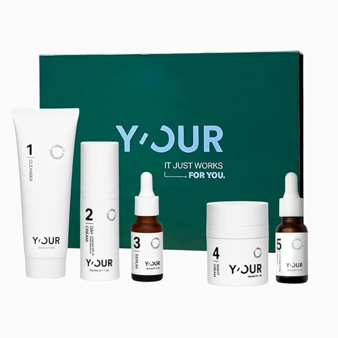 Y'OUR Skincare System, Contains: Moisturizing Cleanser, Antioxidant Day Cream, Calming Serum, Revitalizing Night Cream, Intensive Hydration Serum (Hydrating Skincare (Set of 5))-BrightBean Baby