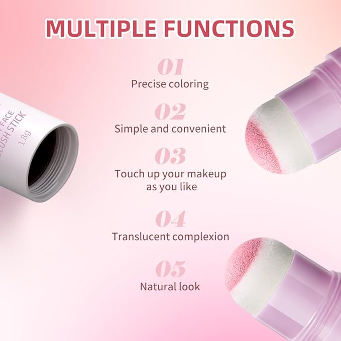 Soft Face Blush Stick, Matte Natural Long Lasting Blush for a Flawless Finish, Creamy Blendable Formula for All Skin Types, Everyday Wear Professional Quality Makeup (Warm mauve, Large)