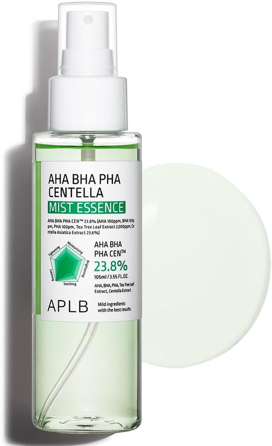APLB AHA BHA PHA Centella Mist Essence | AHA BHA PHA CEN™ 23.8% 3.55 FL.OZ/Korean Skincare, Exfoliant, Replenishing Moisture, Revitalize for Gentle and Improve Skin Texture-BrightBean Baby