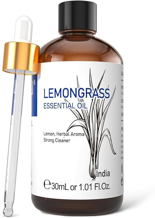 HIQILI 1 Fl Oz Lemongrass Essential Oil, 100% Pure Natural Undiluted for Diffuser, Hair - 30ml-BrightBean Baby
