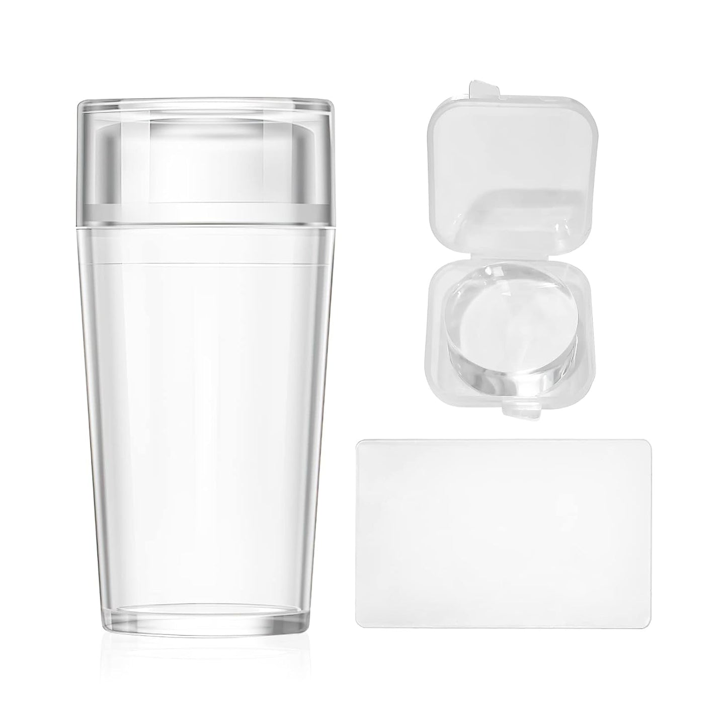 X&D Nail Art Stamper Clear Jelly Nail Art Stamping Transparent Silicone Rubber Nail Polish Stamper with Acrylic Scraper, Spare head Kit for French Tips and Transfer Images-BrightBean Baby