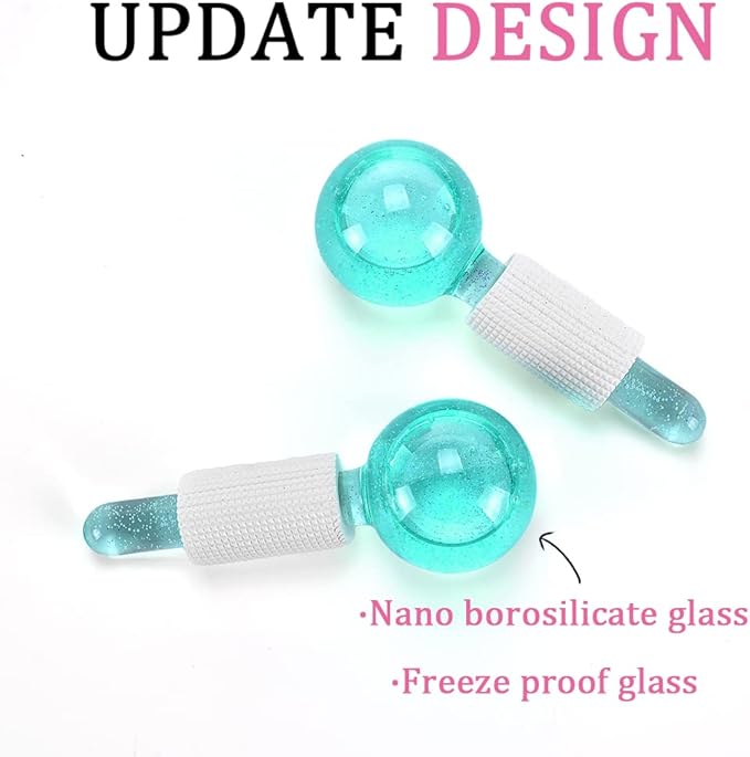 Ice Globes for Facials- Freezer Free Face Rollers with Essence for Daily Beauty Routines, Skin Massagers Globes Durable Quartz Glass for Reduce Puffiness Skin Cooling (Update Green)-BrightBean Baby