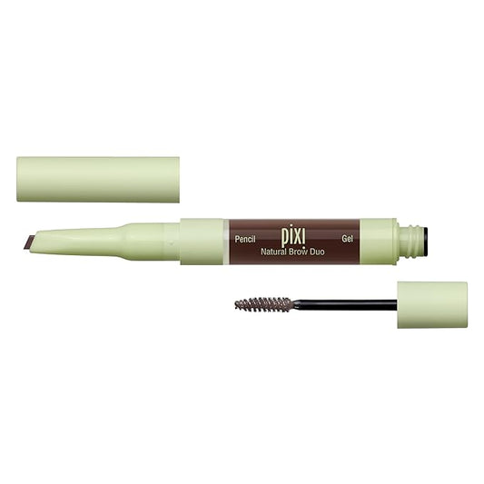 Pixi Natural Brow Duo - Deep Brunette, Precision Pencil & Tinted Gel, Waterproof Brow Shaper for All-Day Hold, Paraben-Free, 0.2oz-BrightBean Baby
