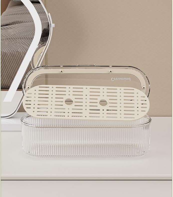 Makeup Brush Holder Organizer, Clear Acrylic Makeup Sponges Organizer, Cosmetic Storage Case with Lid, Display Case for Vanity-BrightBean Baby