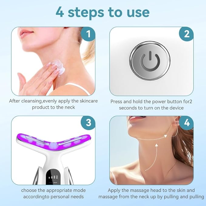 Neck Face Massager, 7-in-1 Portable Facial Massager for Enhanced Face, Neck and Shoulder Care with Vibrating and Warming Function，White-BrightBean Baby