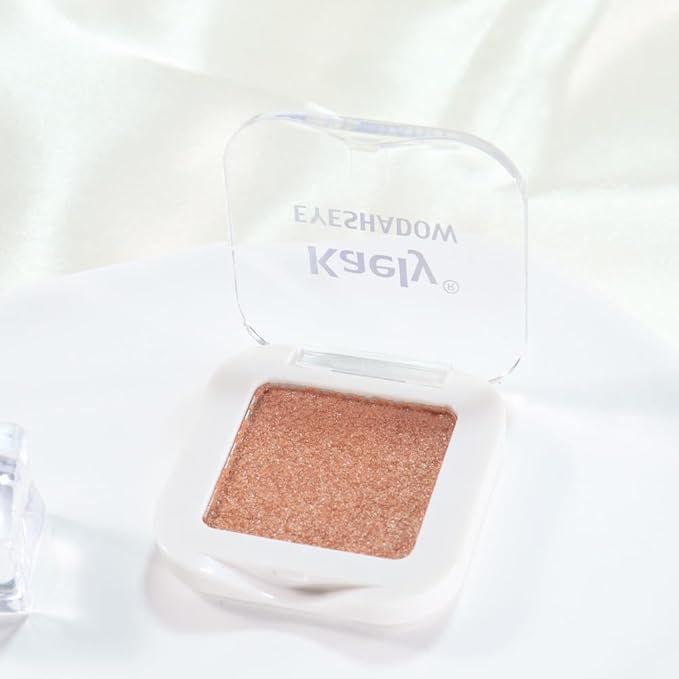 evpct Champagne Gold Glitter Eyeshadow Palette Single, Nude Gold Pink Shimmer Sparkle Cream Eye Shadow Palette Brightener Makeup for Older Women, High Pigment Long Lasting Monochrome Mini Eyeshadow-BrightBean Baby