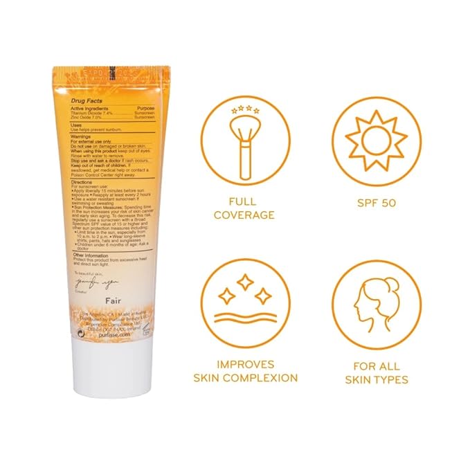 pūrlisse Youth Glow Vitamin C CC Cream SPF 50: Cruelty-Free & Clean, Paraben & Sulfate-Free, Full Coverage, Hydrates with Hyaluronic Acid | Light 1.4oz-BrightBean Baby