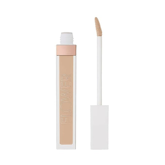FLOWER BEAUTY By Drew Barrymore Light Illusion Full Coverage Concealer - Diffuse Dark Under Eye Circles + Blurs Blemishes - Weightless Formula + Crease Proof Makeup (Vanilla)-BrightBean Baby