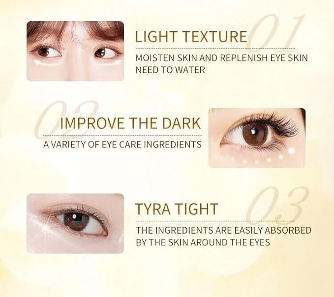 24K Gold Eye Cream For Deep Hydrating, Anti-Aging Gold Eye Cream For Dark Circles And Puffiness,Moisturizing Lightenex Gold Cream Lifting Eye SENANA (1 PACK)-BrightBean Baby