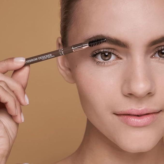 M. Asam MAGIC FINISH Eyebrow Designer Light-Brown - 4-in-1 eyebrow pencil with rotating mine & spiral brush, perfect shape & fullness thanks to powdery texture, optimal brow arch, eye make-up, 0.01 Oz-BrightBean Baby