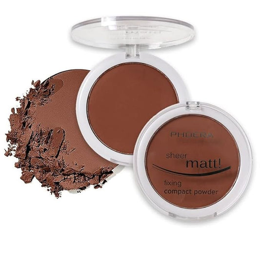 2 Pack PHOERA Matte Face Powder, Control Oil Brighten Skin Color Full Coverage Flawless Face Setting Loose Powder。208 - Espresso-BrightBean Baby
