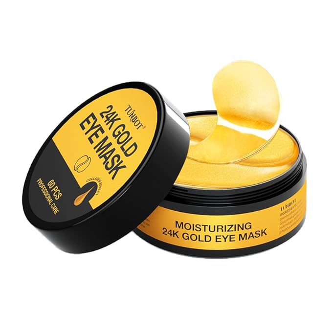 24K Gold Eye Mask - 60 Pieces, Collagen Hyaluronic Acid Eye Mask, Anti-aging, Remove Dark Circles, Puffiness and Wrinkles, Refreshes Skin, Suitable for Both Men and Women-BrightBean Baby