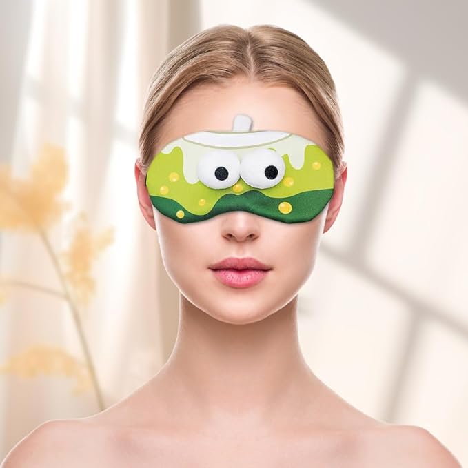 PERFECTSIGHT Sleep Eye Masks, Cute Plush Sleep Eye Cover Lightweight Adjustable Eyeshade Faux Fur Mask Cover for Women Men Sleep Travel Nap, Bubble Tea-BrightBean Baby