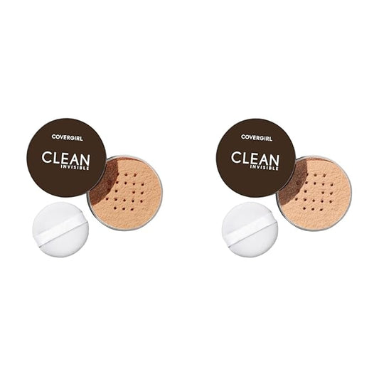 COVERGIRL Clean Invisible Loose Powder Vegan Setting Powder Bundle - Translucent Medium Warm 20g & Translucent Medium 20g-BrightBean Baby